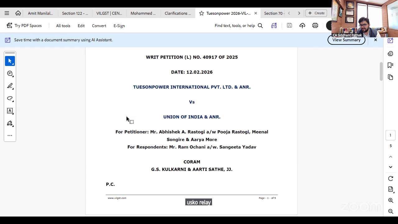 Weekly Knowledge Session on Indirect Taxation – ALC Team