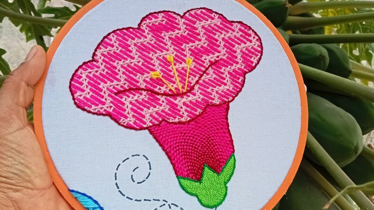 #141 cómo bordar una flor campana ☺️ idea super hermosa para bordar cualquier diseño 