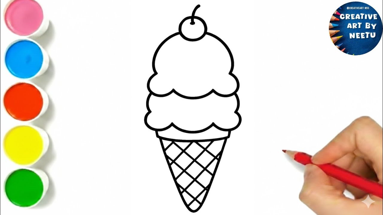 Easy Ice Cream Cone Drawing Step by Step | Drawing for Beginners 🍦#drawing 