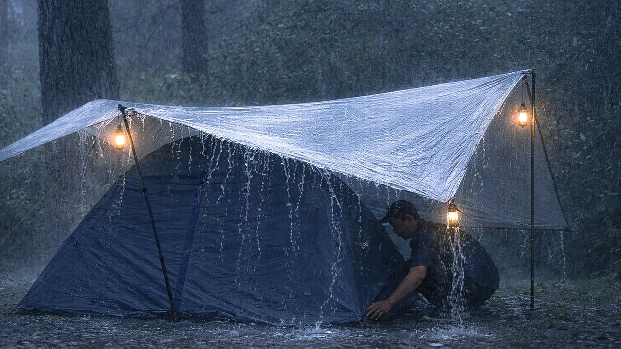 Solo Camping in an Extreme Rainstorm ‼️I Camped Alone in a Dangerous Rainstorm