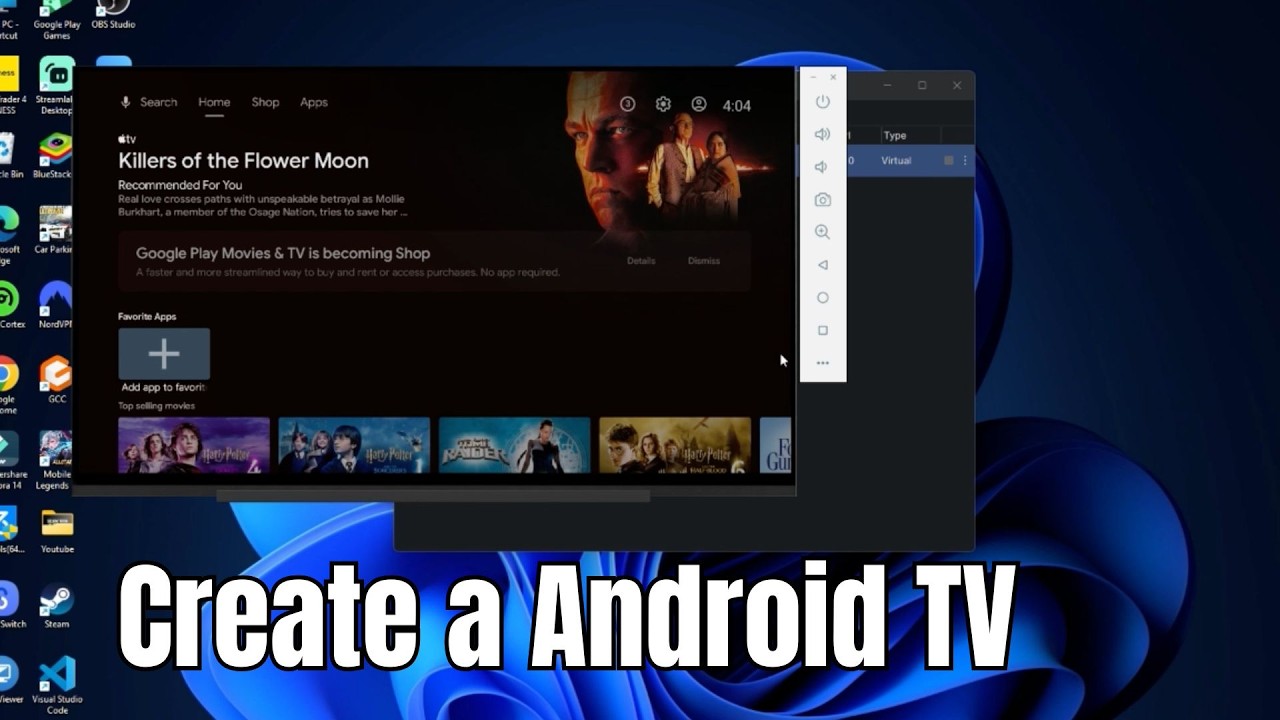 Как создать эмулятор Android TV на Windows 11