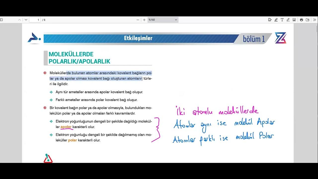 9. Sınıf Canlı Ders: Lewis Noktasal Gösterim + Polar/Apolar Bağ + Geometri Thales | Soru Çözümlü