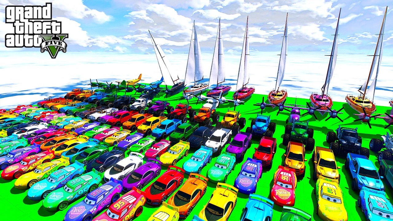 GTA V Mega Ramp On Bikes, Fighter Jets and Boats By Spider and Friends Stunt Map Racing Challenge