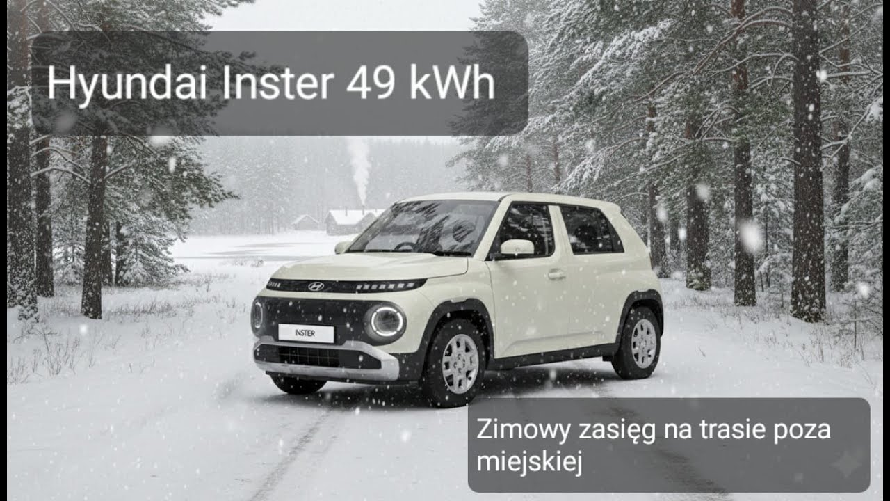 Hyundai Inster 49 kWh - zimowy zasięg na trasie poza miejskiej