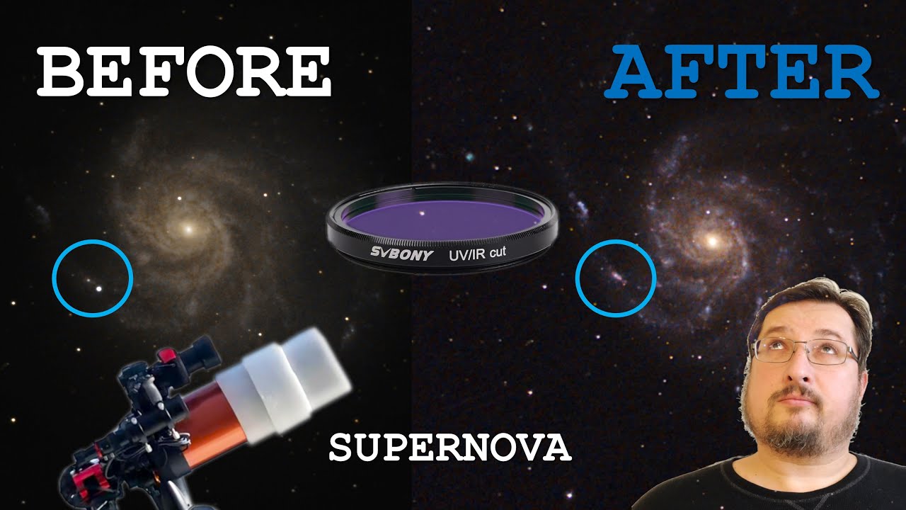 Broad(er)band vs. UV/IR Cut Filter on Pinwheel Galaxy SUPERNOVA With  Celestron 6SE on a Wedge