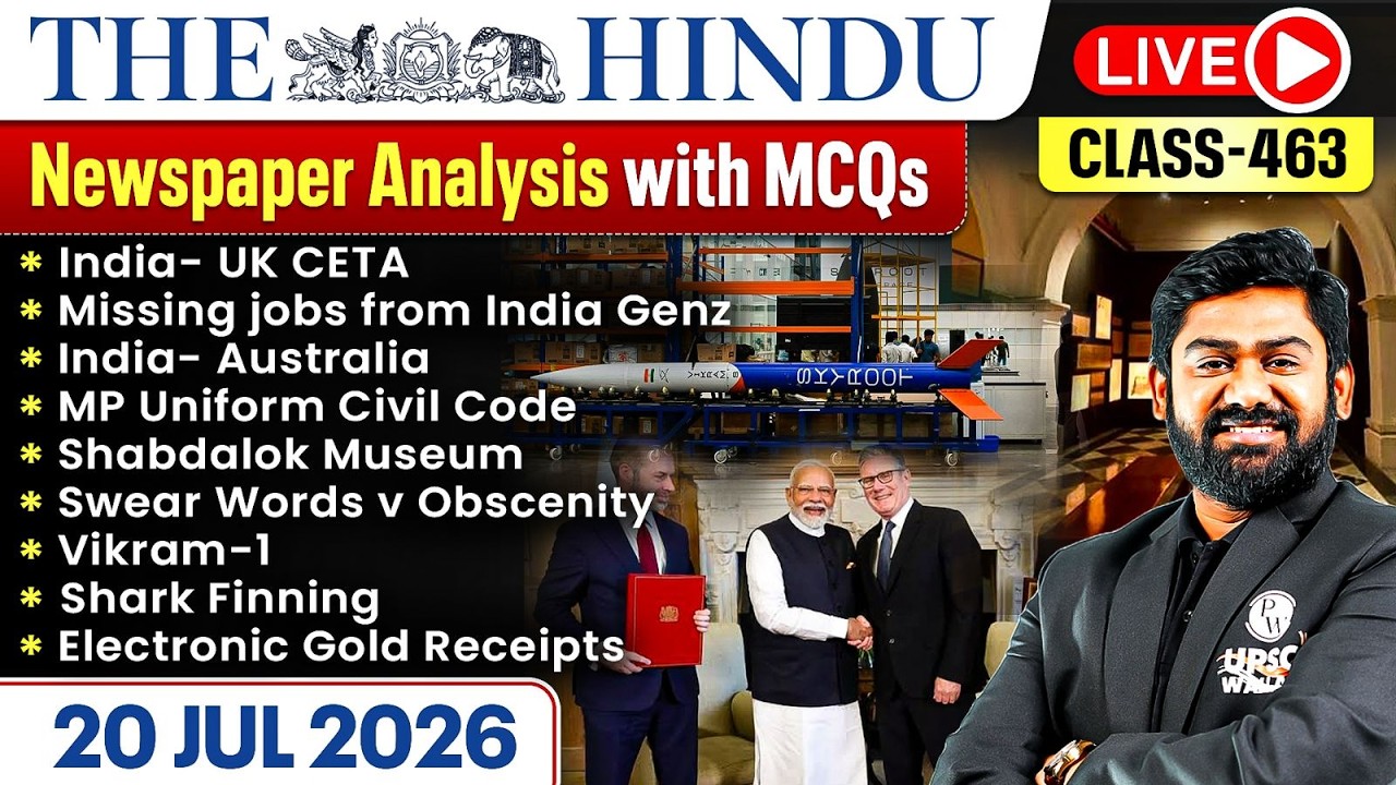 The Hindu Analysis - 20th July | The Hindu Newspaper Today with MCQs | Aasim Sir