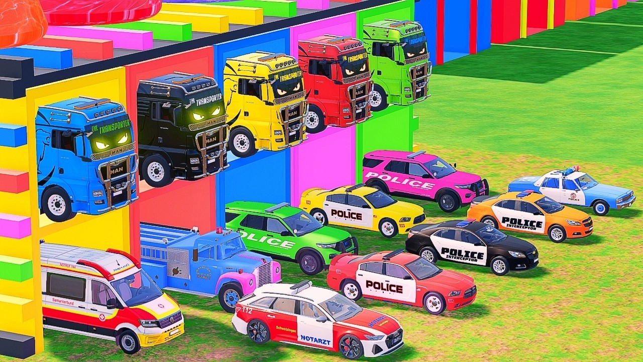 TRANSPORTING ALL POLICE CARS & EMERGENCY AMBULANCE VEHICLES WITH MERCEDES-BENZ TRUCKS | FS22 #171