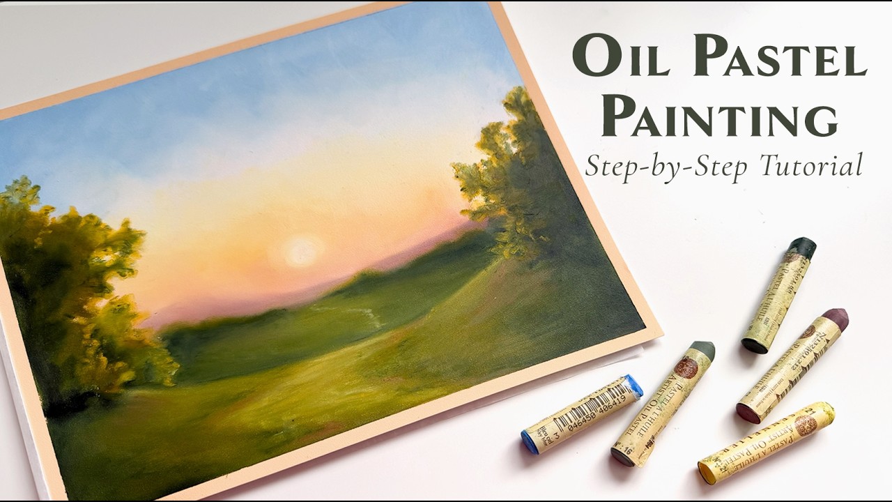 Realistic Oil Pastel Sunset Full Tutorial for Beginners - Step by Step