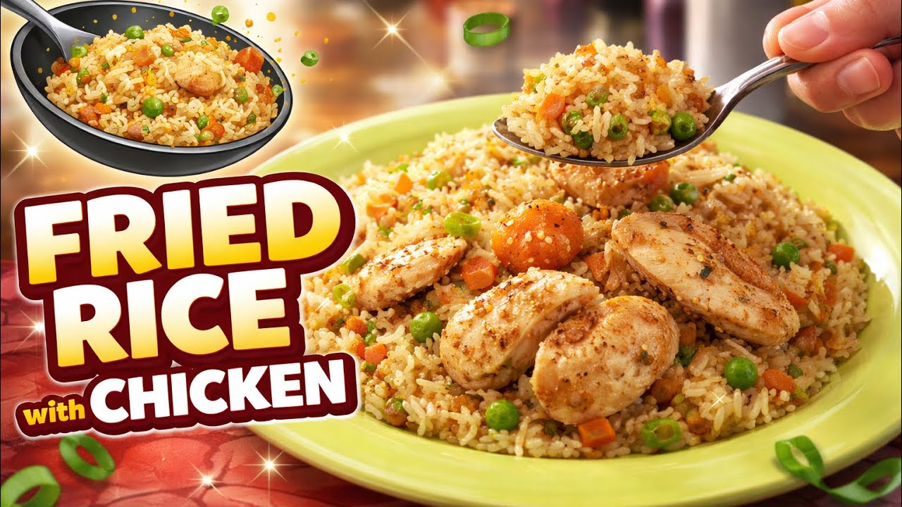 Домашний жареный рис с вкусными приправленными куриными грудками #uk #cooking #guyanese #deliciou...