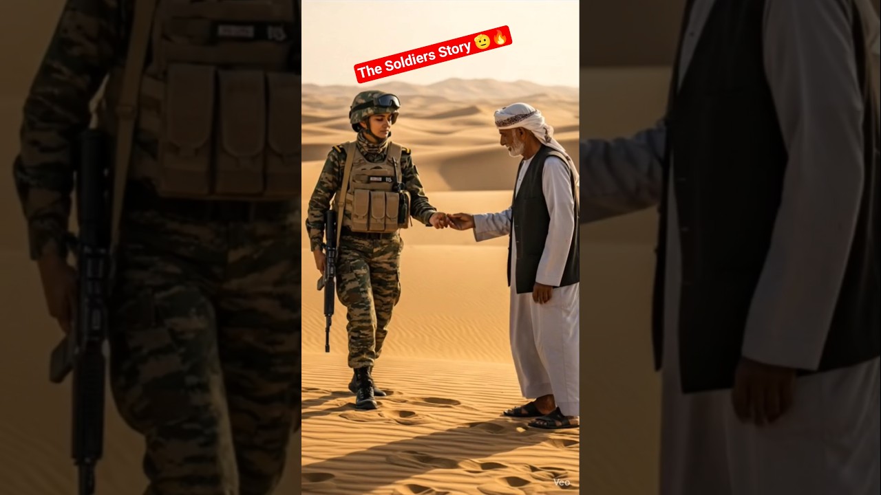 The Lady Soldier Going  On foot  From Desert 