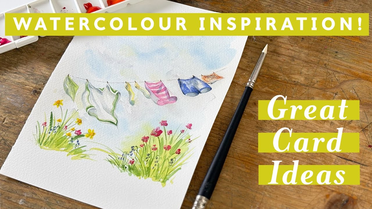Create STUNNING Watercolour Cards! Clothesline Tutorial