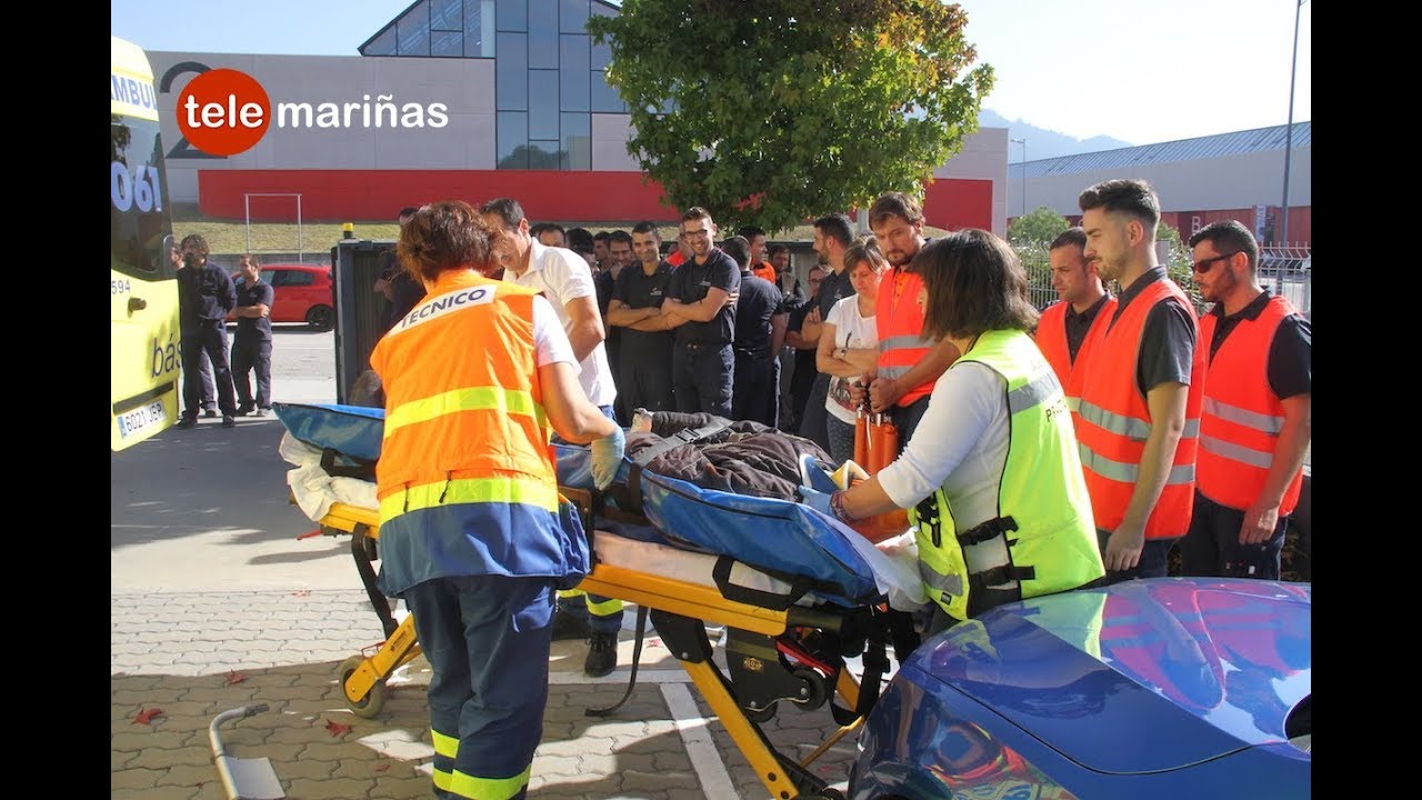 Simulacro de incendio en la fábrica Marine Instruments de Porto do Molle en Nigrán