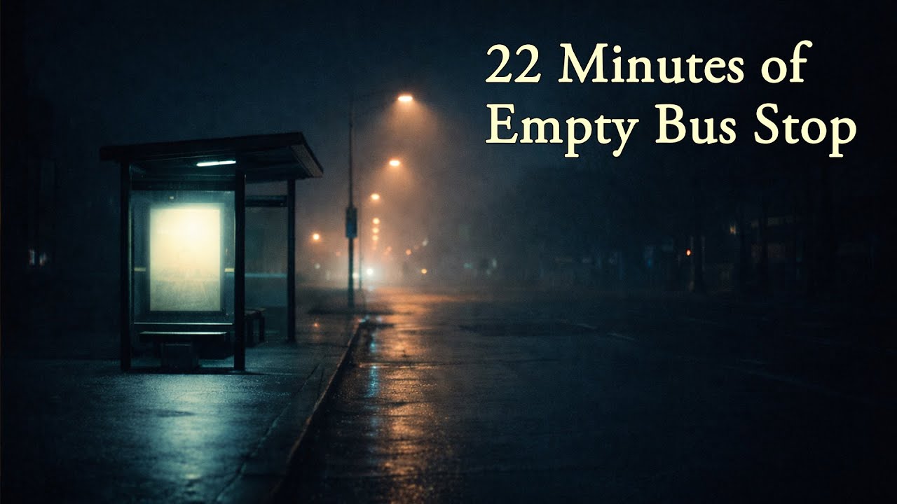 22 Minutes of Empty Bus Stop at Night