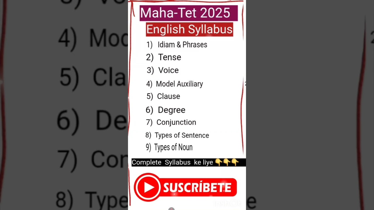 Maha-Tet 2025 English Syllabus Paper1&2 | All Topics Name Paper1&2 | English Syllabus  2025 Paper1&2