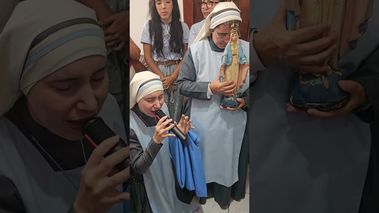 Irmã Greice Maria e a imagem que pertenceu às videntes de Cimbres.