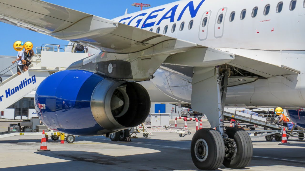 *WINDY APPROACH !* Aegean Airlines Airbus A320 SL in new livery smooth landing at Athens Airport !