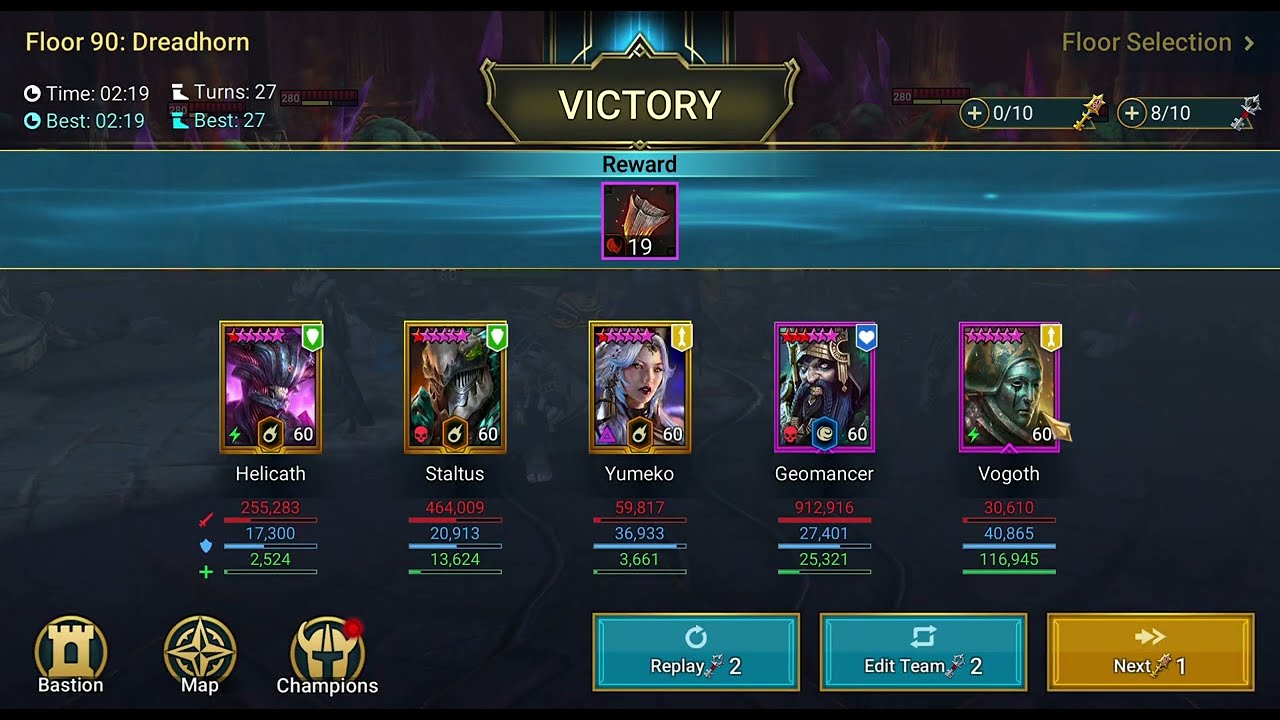 Raid  Shadow Legends DT Dreadhorn lvl90 - Yumeko and Geo
