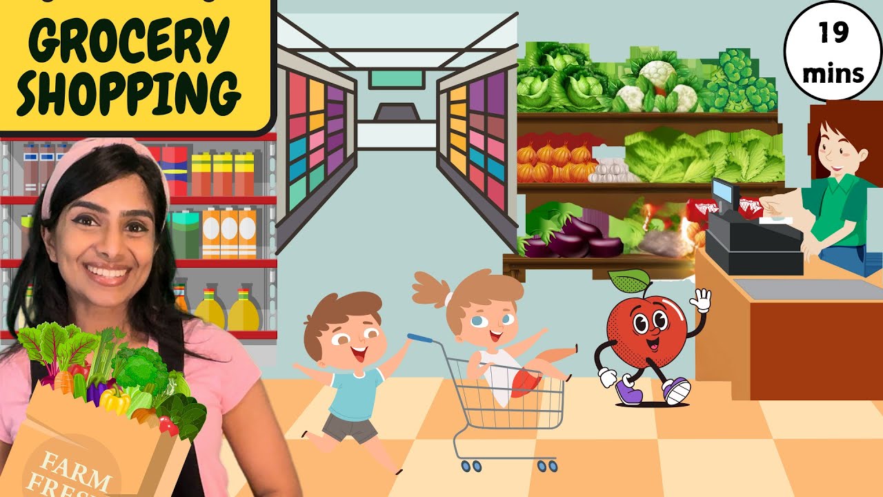 Let's go Grocery Shopping! | Educational |Nursery Rhymes and Kids cartoon | Learn English Malayalam.