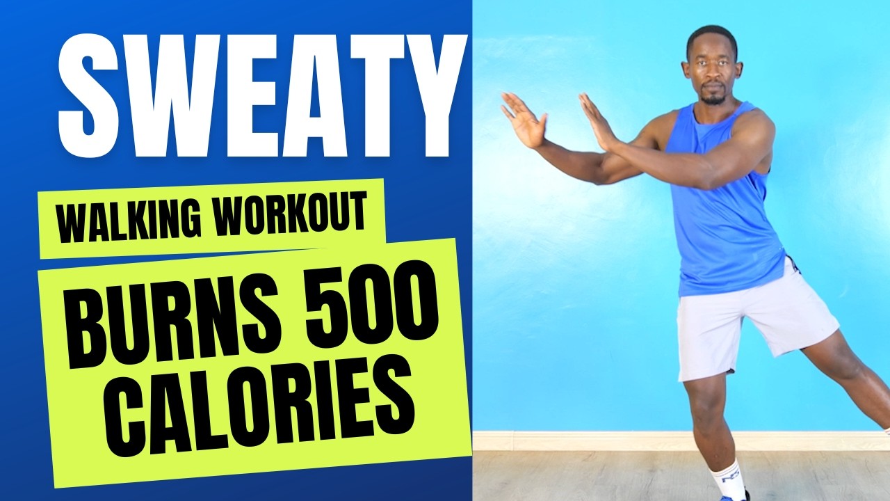 SWEATY WALKING WORKOUT for Weight Loss - Burn 500 Calories Walking in Place