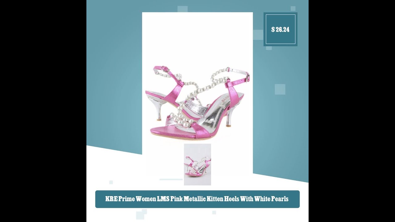 KRE Prime Women LMS Pink Metallic Kitten Heels With White Pearls