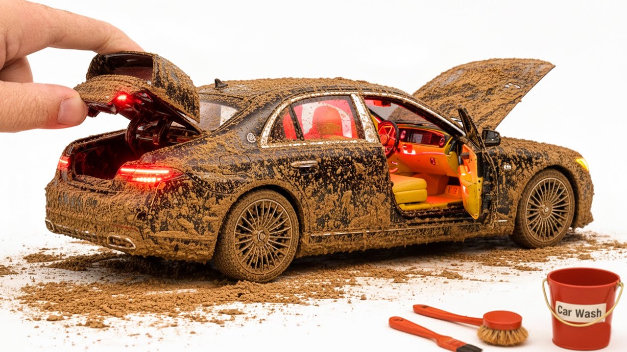 The surreal cleaning process of a 1:23 Mercedes S680 After an Extreme Off-Road Adventure 🔥