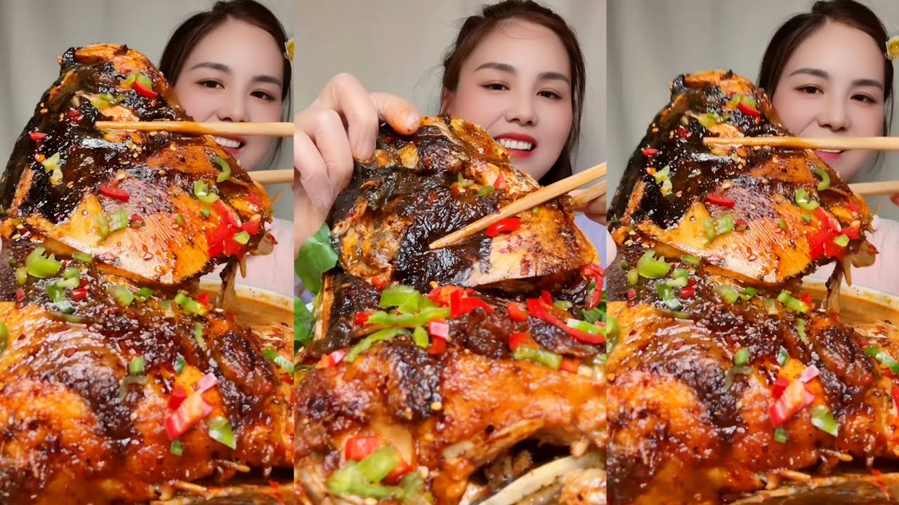 Chinese Food Mukbang: Enjoying Fish Head Curry with Spicy Seafood and ASMR Eating Sounds