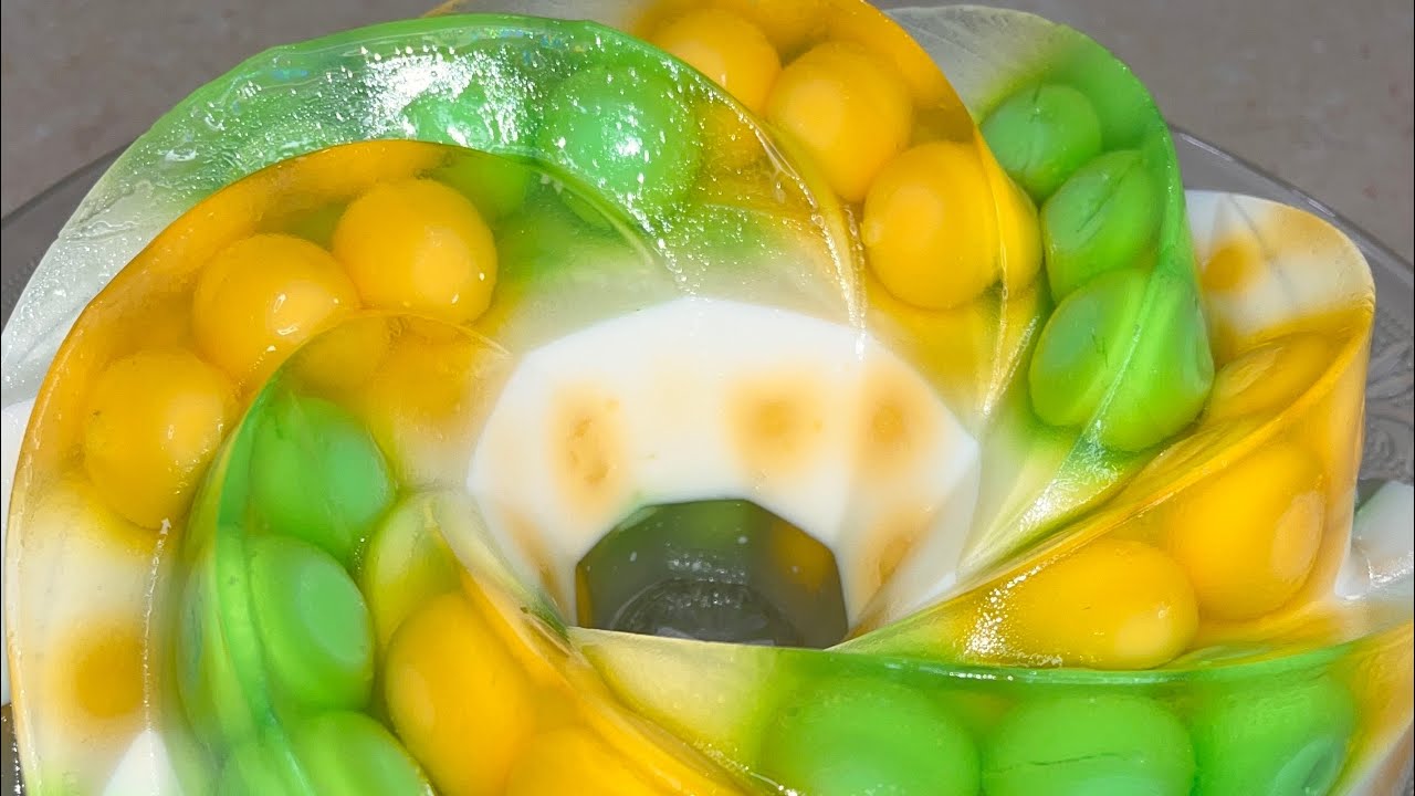 Swirl sweet fruit jelly cake 🥭🥝 #sweet #jellycake #jello #dessert #asmr #dessert #oddlysatisfying 