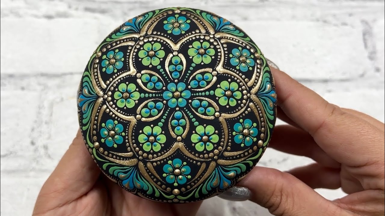 Flower Mandala Stone Painting🥰💙💚✨ Dot Art Tutorial | Relaxing and Satisfying #mandala #dotart #art