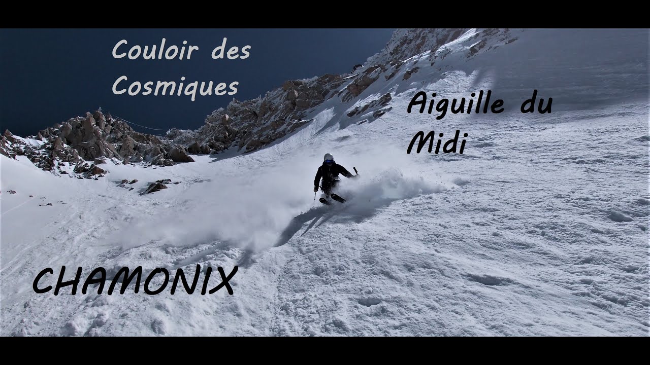 Skiing COSMIQUES COULOIR - Aiguille du Midi on a deep POWDER DAY!!!