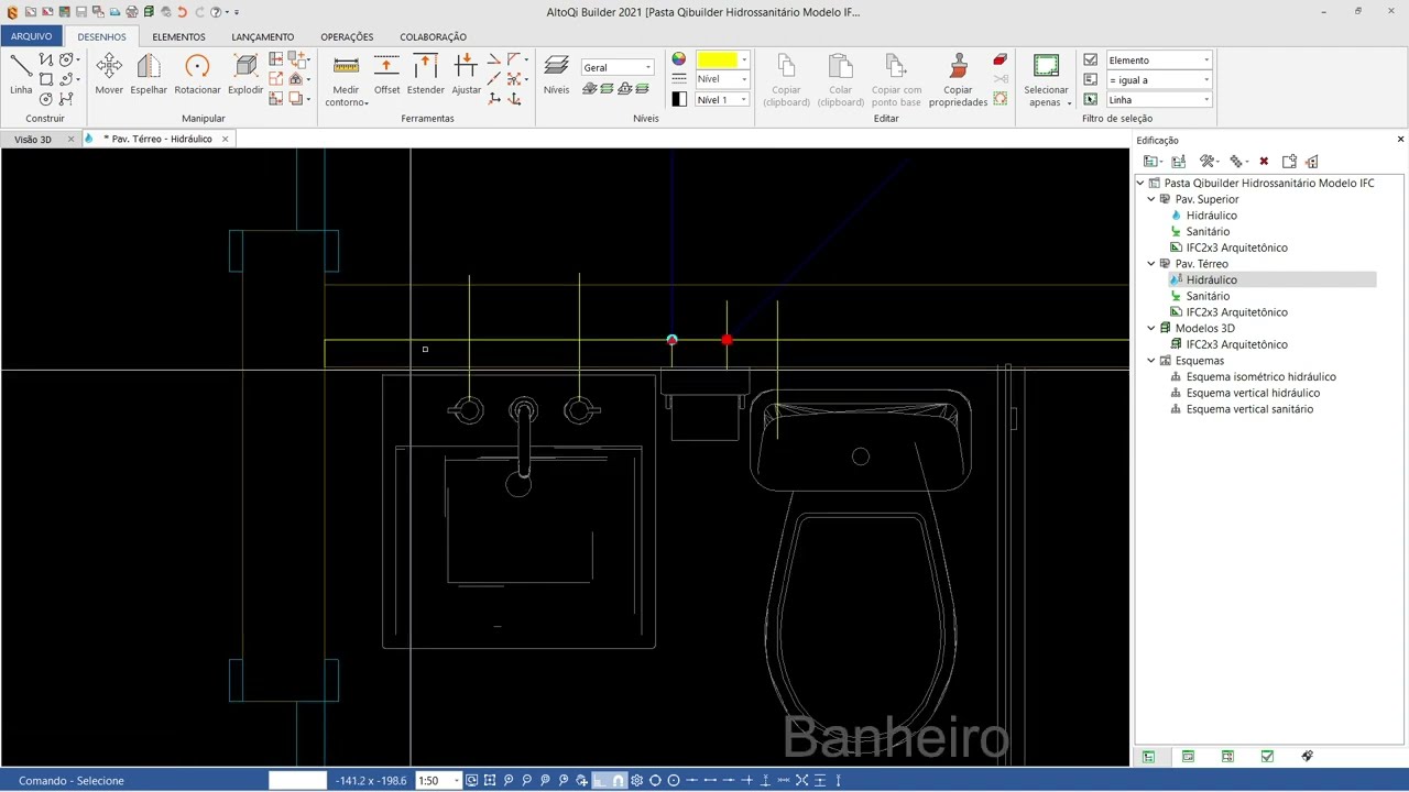 9-Lançamento das Colunas AF e AQ Banheiro 01 (QiBuilder Hidrossanitário - O Guia Definitivo)