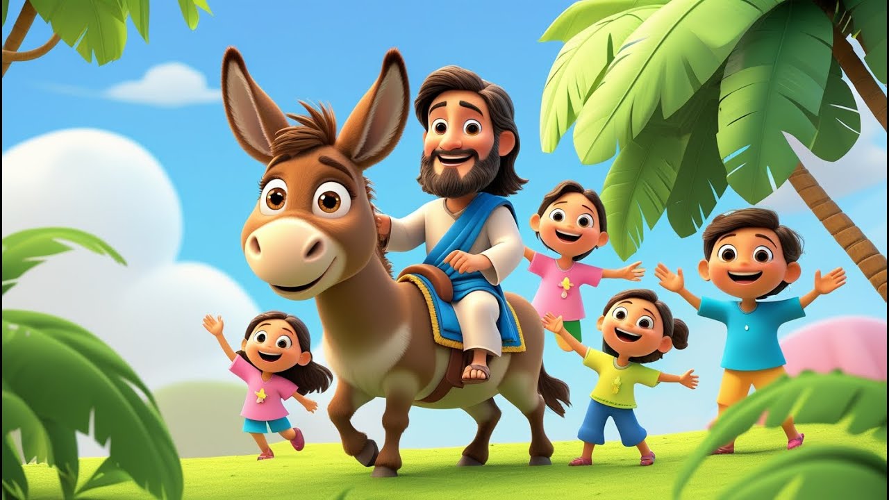 Riding on a Donkey! 🐴🌟✨ | BibleKidz Nursery Rhymes | 3D Bible Song for Kids 🎵.