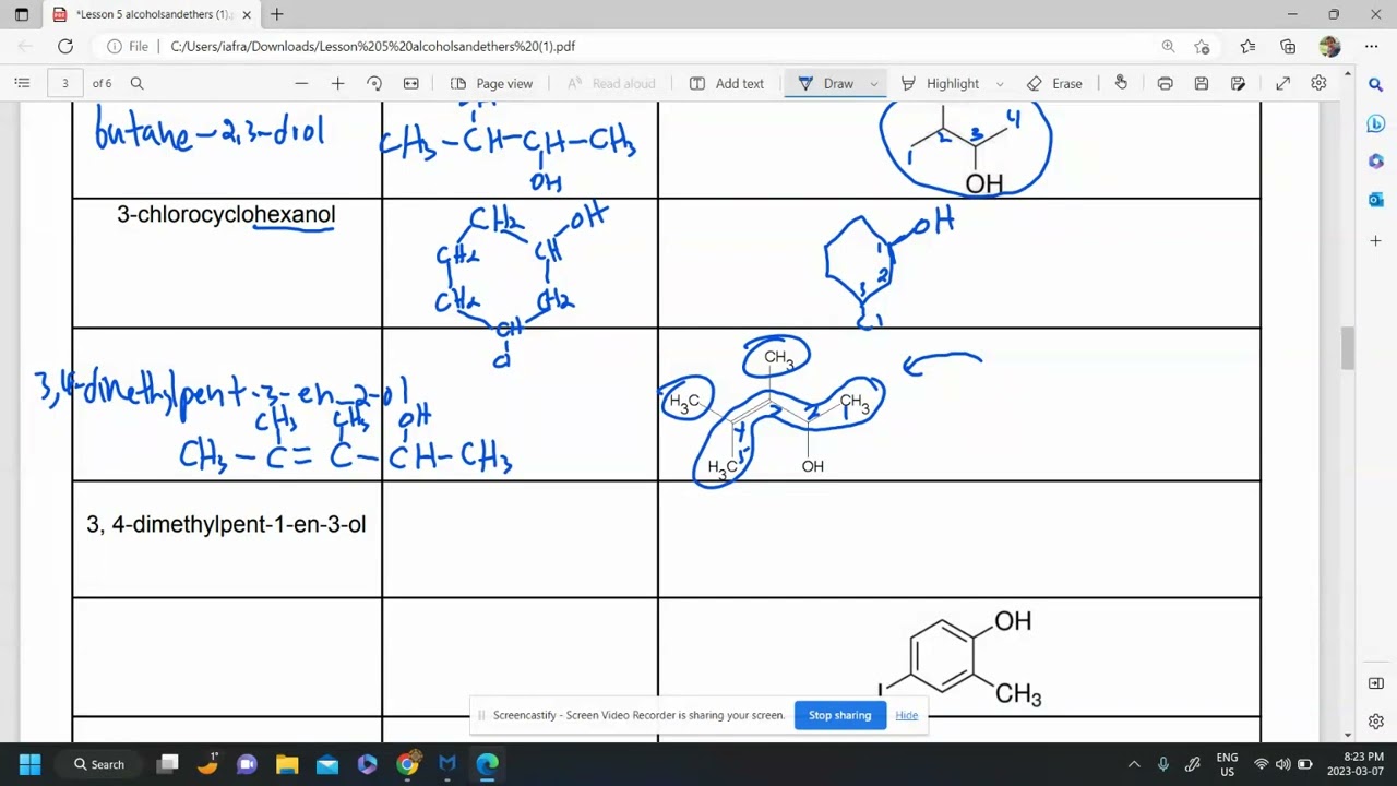 Naming and drawing alcohols (oops...iso is included in alpha order)