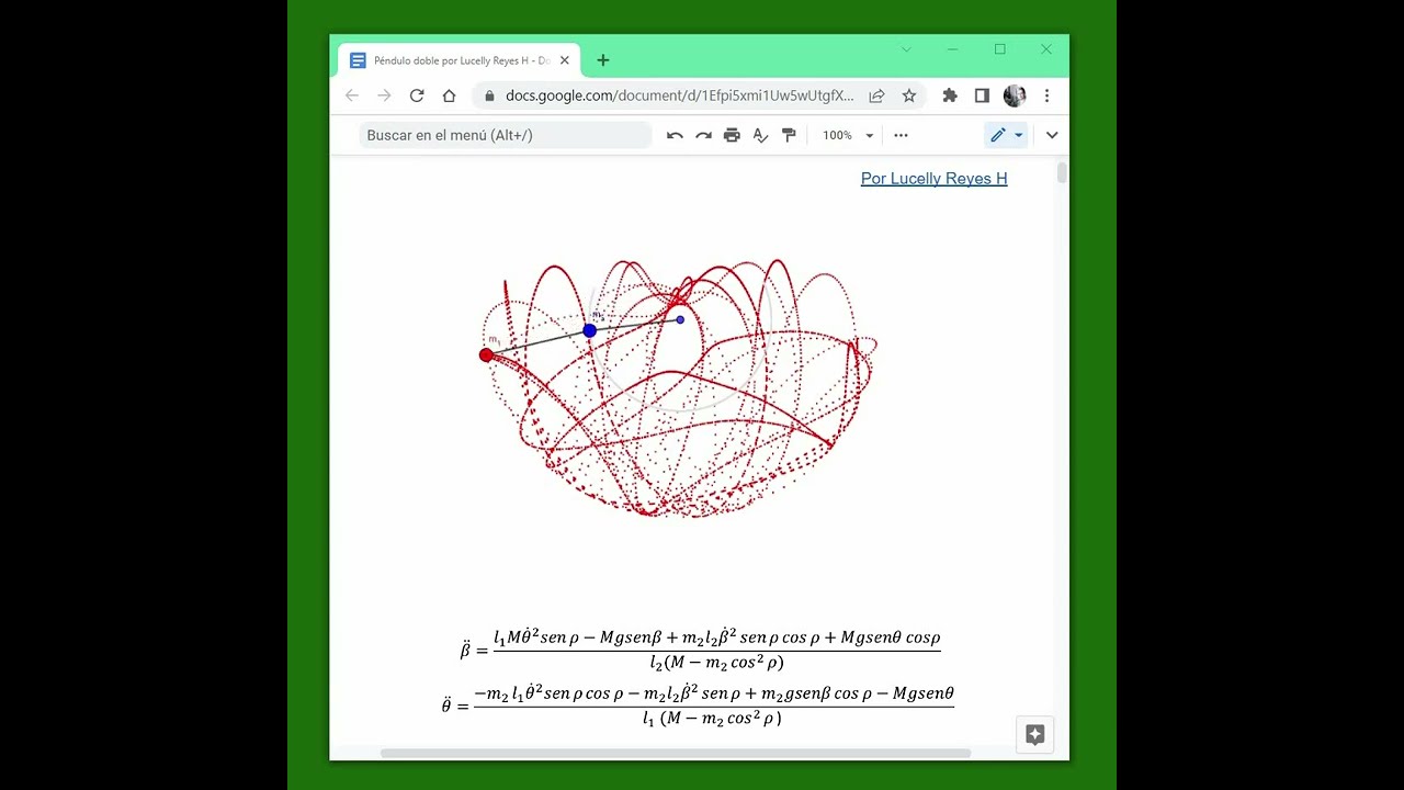 Péndulo doble 2/2 con GeoGebra