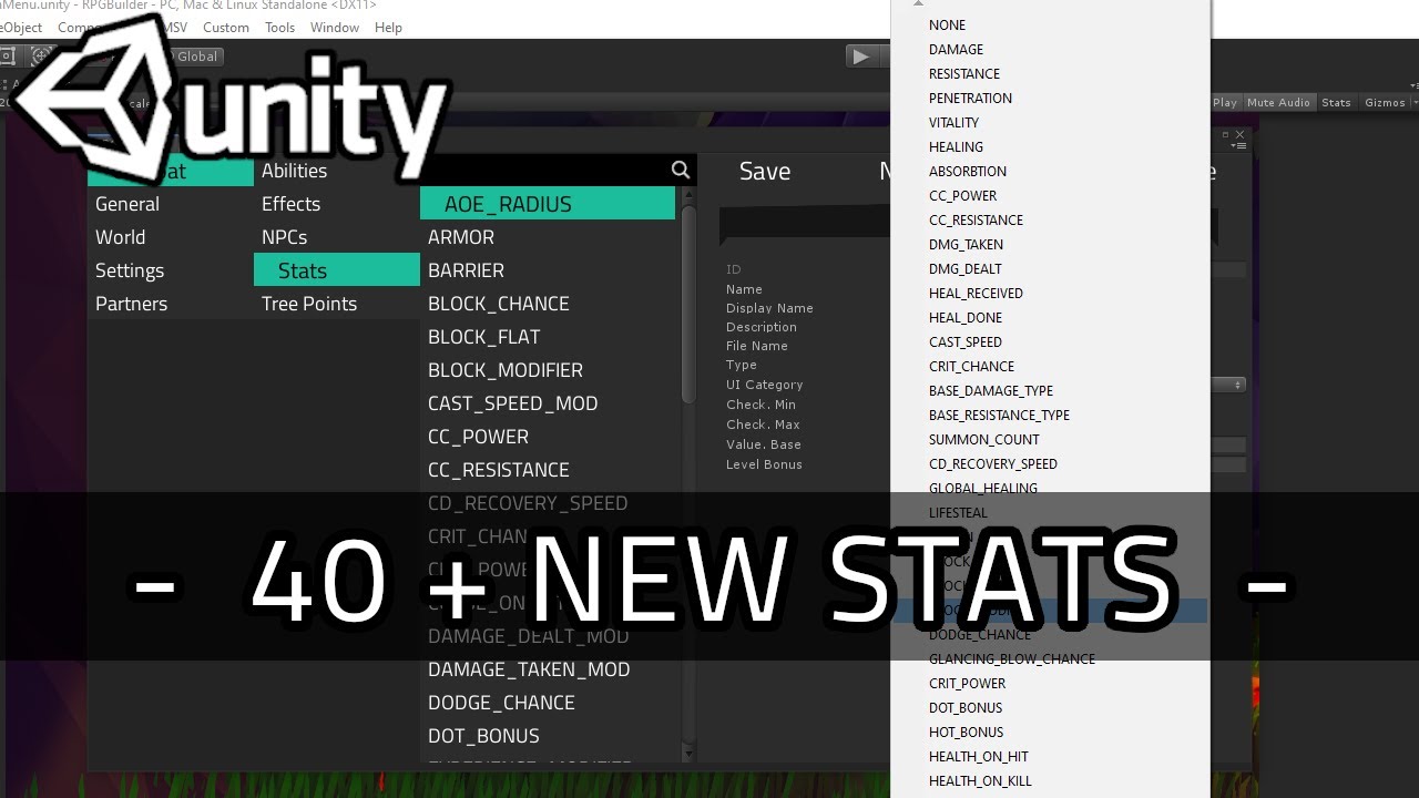 Unity RPG Builder - 40+ NEW STATS!