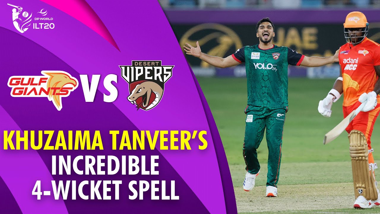 Khuzaima Tanveer’s 4-Wicket Show | Desert Vipers vs Gulf Giants | Match 12 | DP World ILT20 | M3Y1U