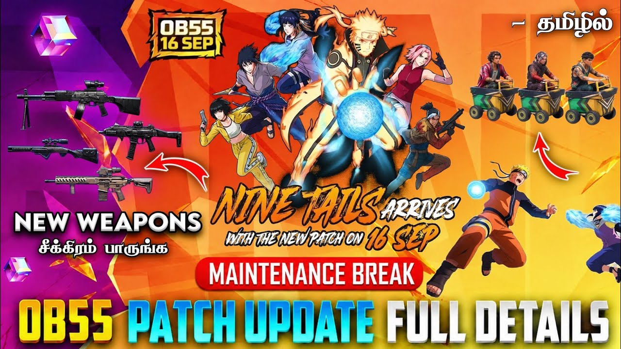 OB55 MAINTENANCE BREAK FULL DETAILS FREE FIRE IN TAMIL | NEW FREE FIRE OB55 PATCH UPDATE IN TAMIL
