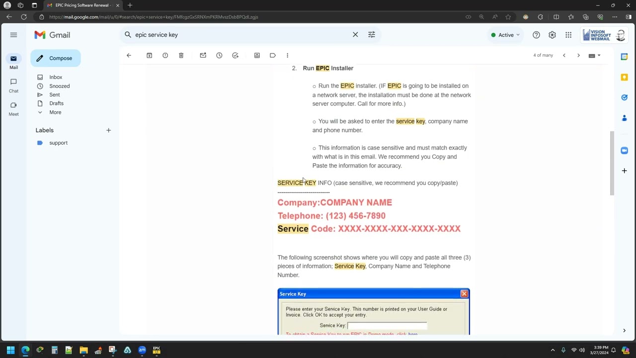 Updating Epic Software - Vision InfoSoft