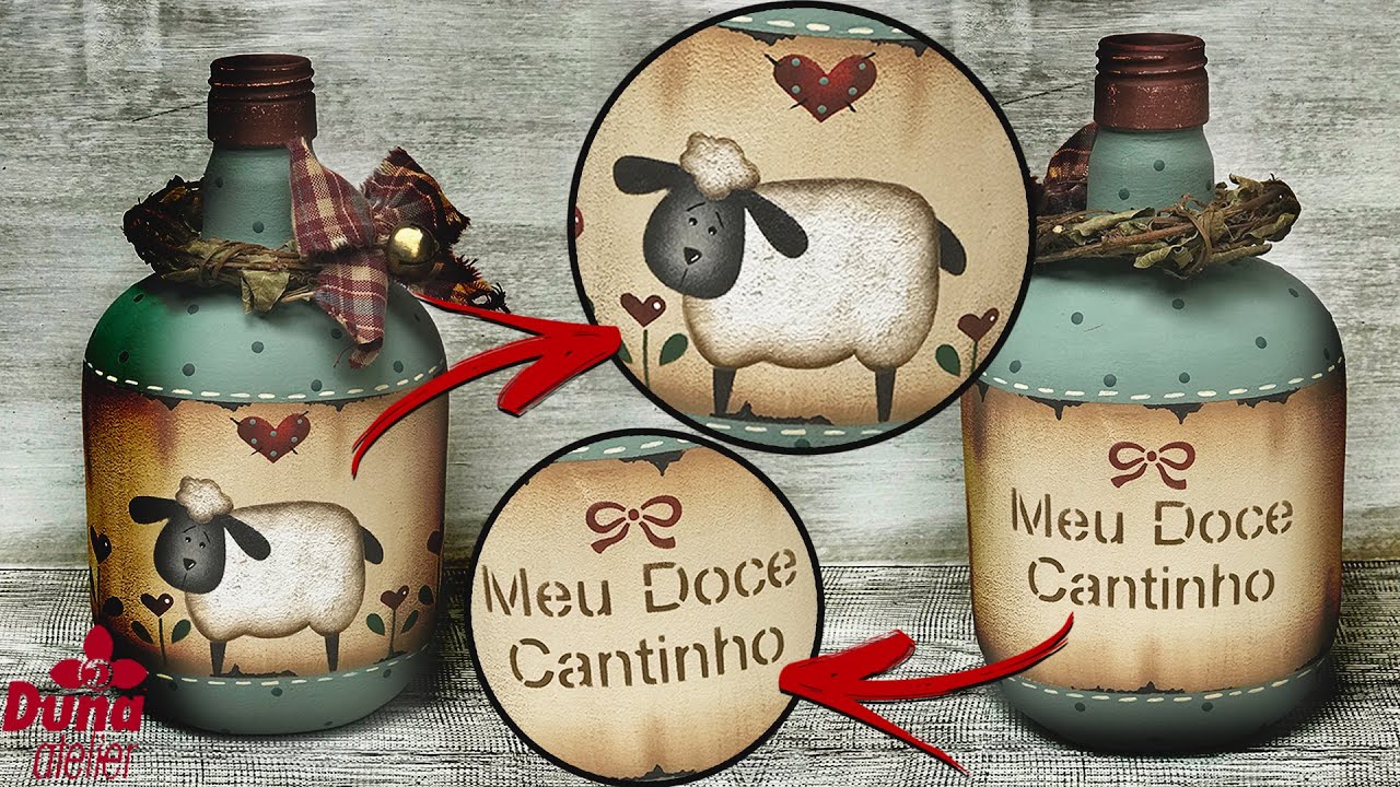 APRENDA A FAZER UMA GARRAFA NO ESTILO PINTURA COUNTRY! | T&acirc;nia Marquato
