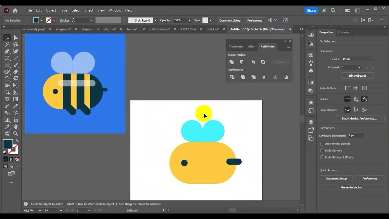 تمرين رسم باستخدام الأشكال في Adobe Illustrator