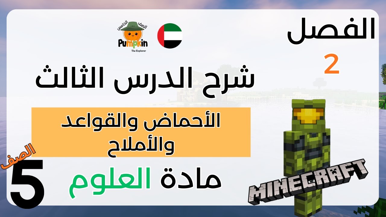 شرح الدرس الثالث الأحماضُ والقواعِدُ والأملاح – الصف الخامس - الفصل الثاني- مادة العلوم  Minecraft