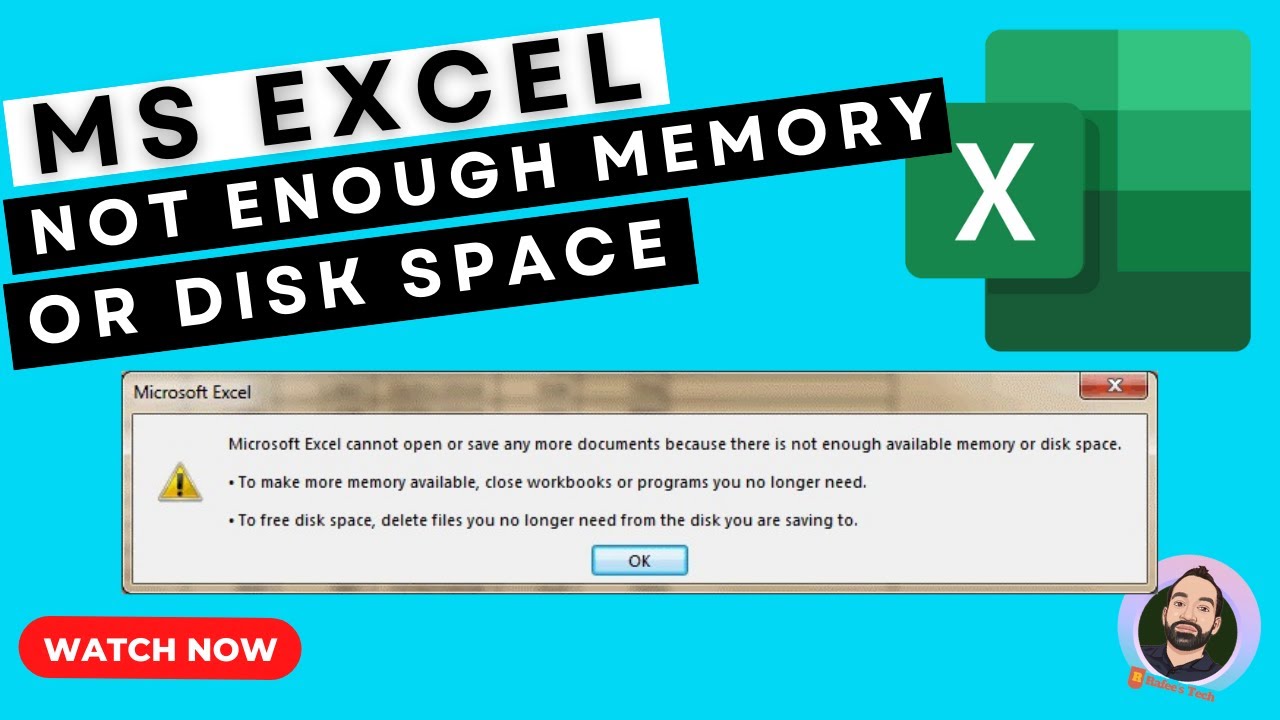 How to fix Microsoft Excel error not enough available memory or disk space