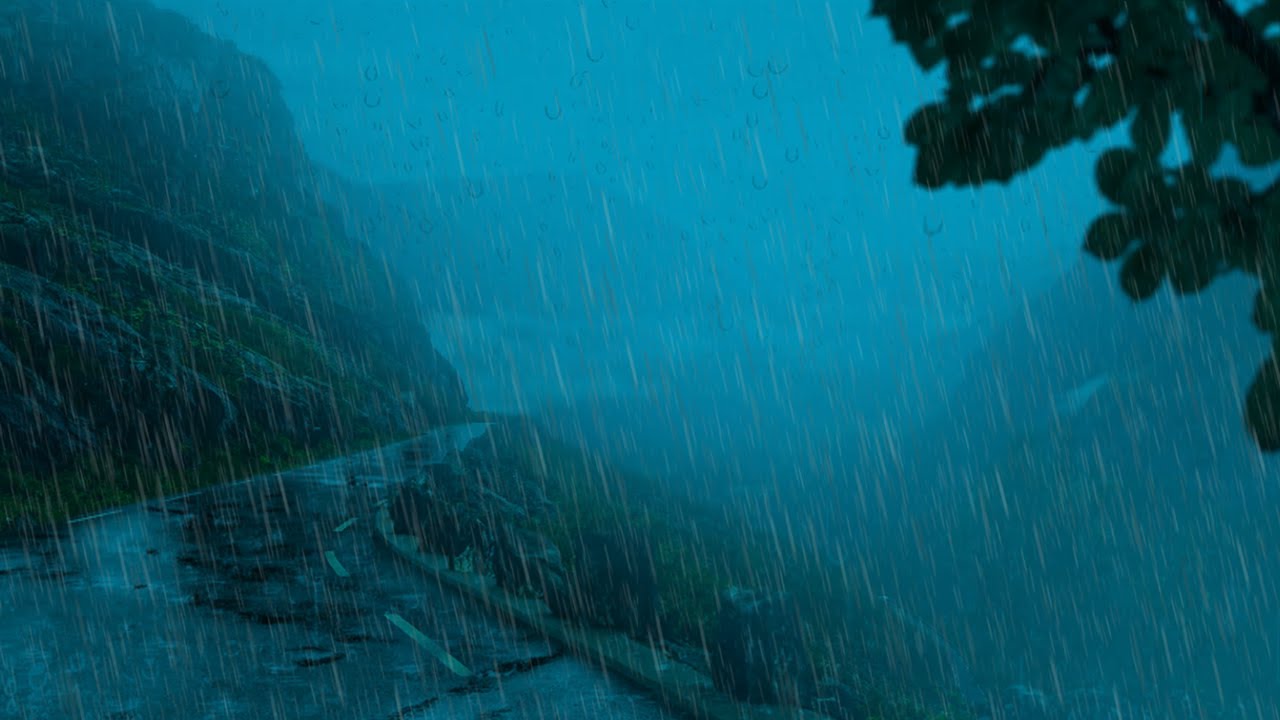 HEAVY RAIN SOUND AND ROAD THUNDER SOUND AT NIGHT, Relaxing Rain Sound For Better Sleep