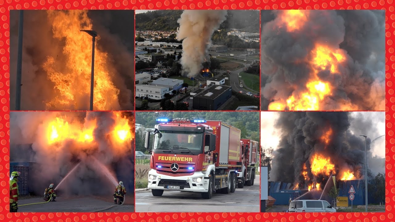 FEUER + FLAMMEN 🔥 + DURCHZÜNDUNGEN 🔥+ RAUCHWOLKE = Großbrand für Feuerwehr 🚒 Remshalden - [E]