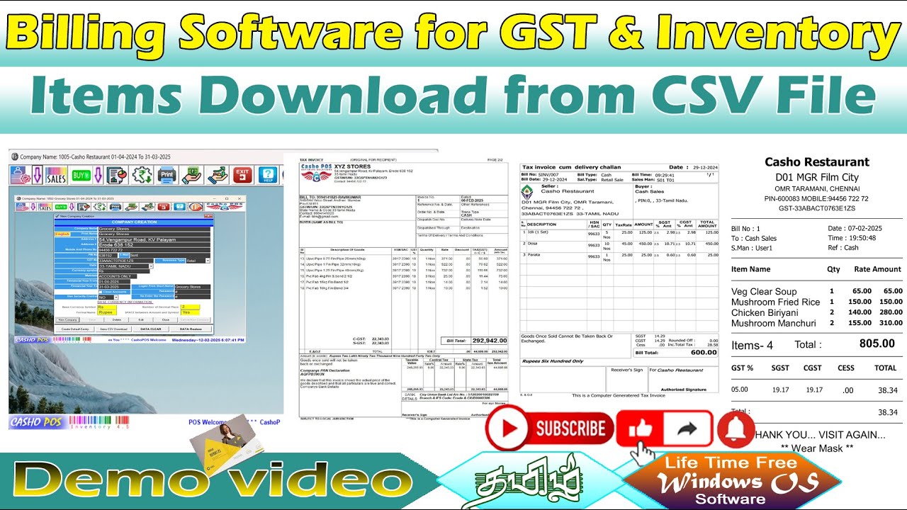 Items Download from CSV File / POS and GSTR in One Platform / www.vgood.in