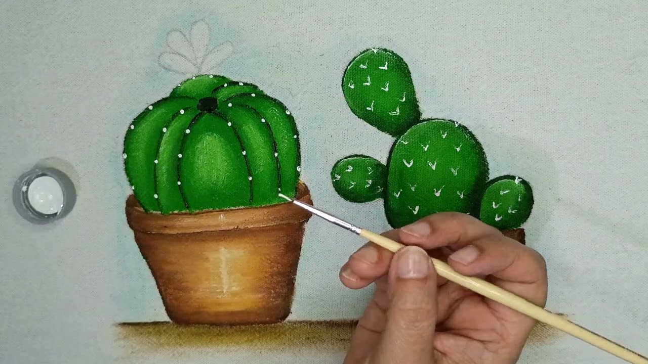 Como pintar cactos em tecido. Muito fácil! Para iniciantes. Parte 2