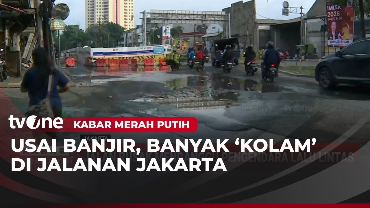 Jalan Rusak Muncul di Jakarta Pasca Hujan Lebat | Kabar Merah Putih
