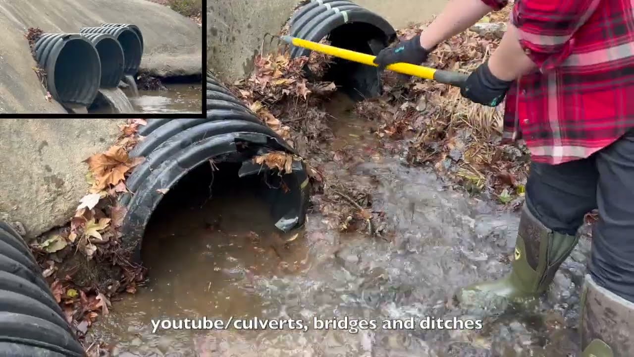 UNCLOGGING CULVERTS WITH TONS OF LEAVES 11/2023 NT#27