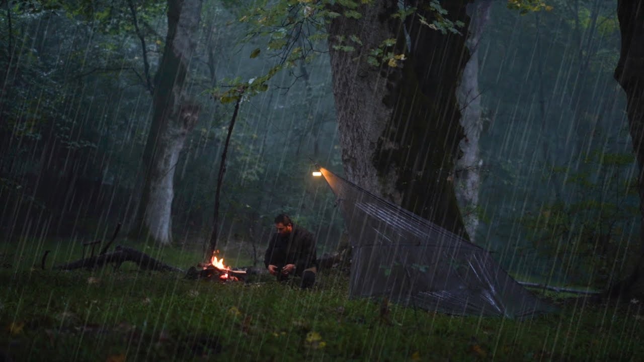 2-Day Relaxing Solo Camping with Rain Forest | Rain Sounds For Sleeping