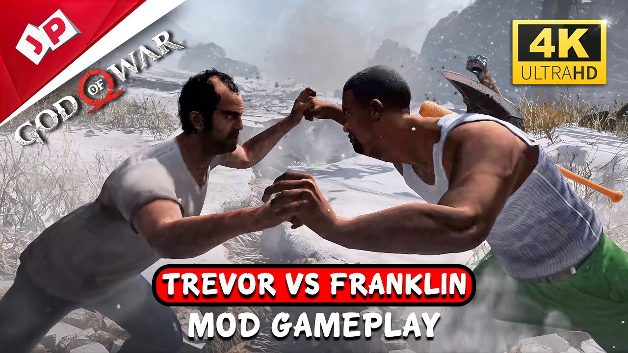Franklin vs Trevor Gameplay God of War PC Mods [4K 60fps]
