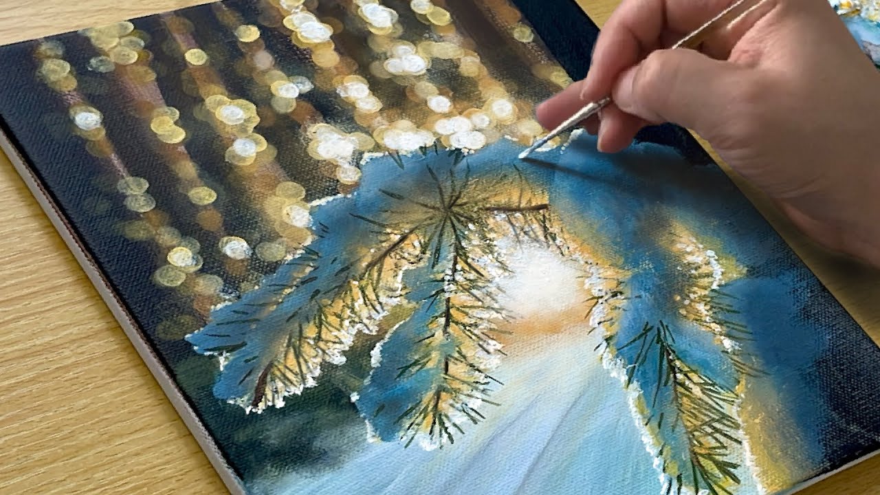 How to Draw a Snowy Morning Scene / Acrylic Painting for Beginners